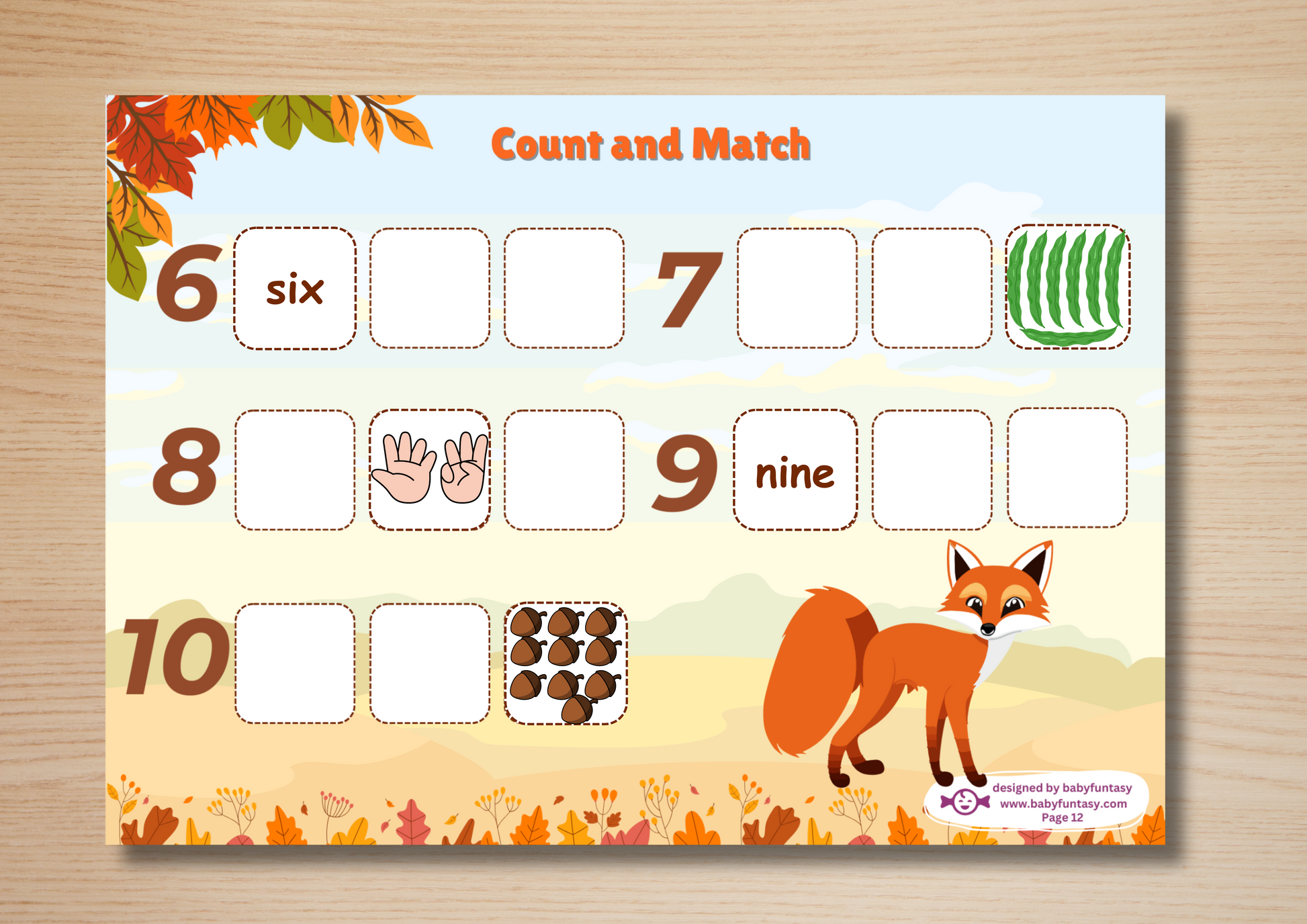 Autumn Busy Book, Baby Funtasy Quiet Book, Count and Match Activity Page