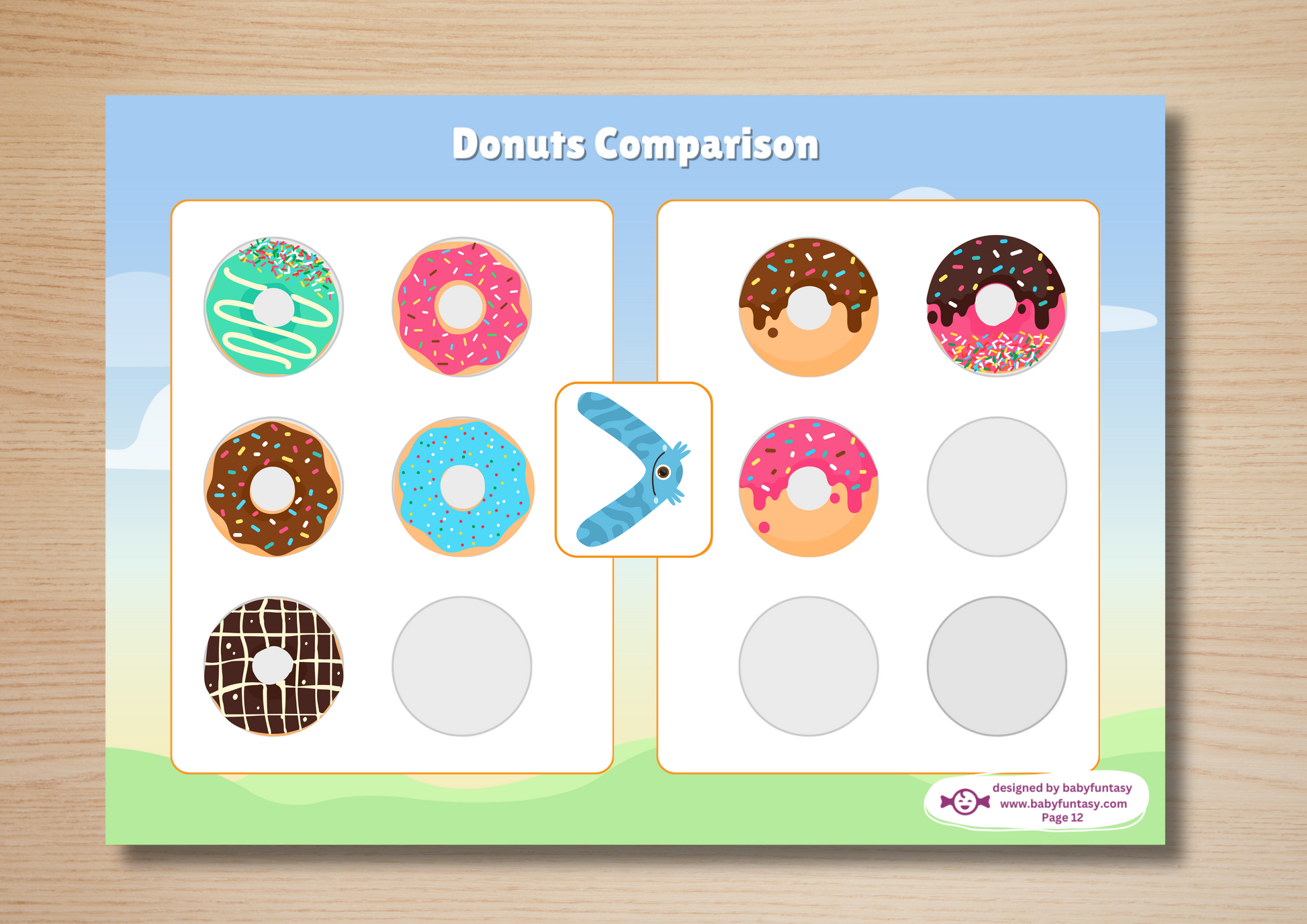 Exploring Busy Book, Baby Funtasy Quiet Book, Donuts Comparison Activity Page