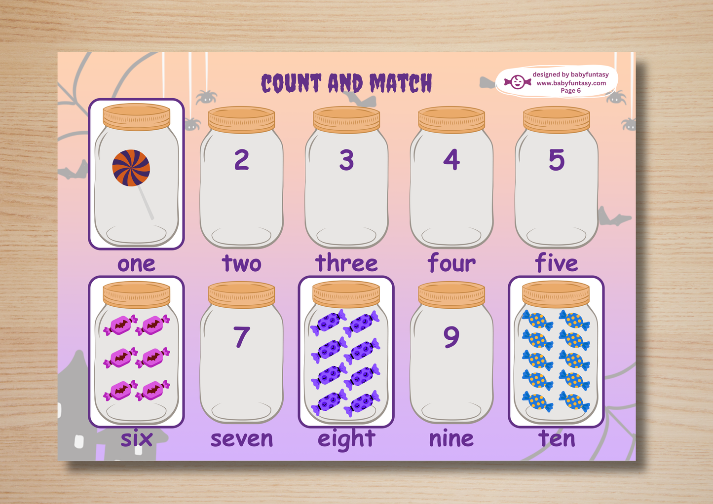 Halloween Busy Book - Baby Funtasy Busy Books - Count and Match Activity Page