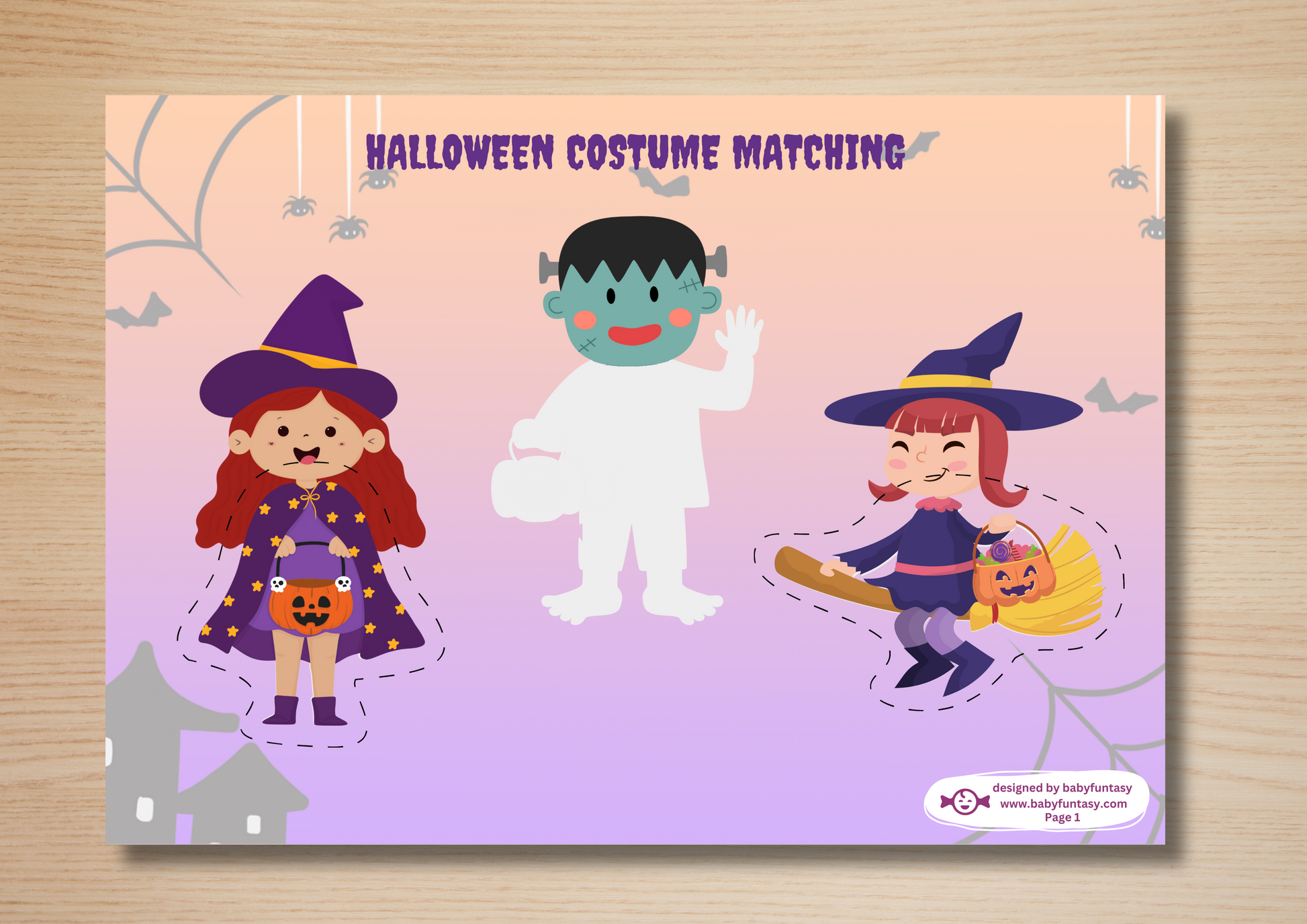 Halloween Busy Book - Baby Funtasy Busy Books - Halloween Costume Matching Activity Page