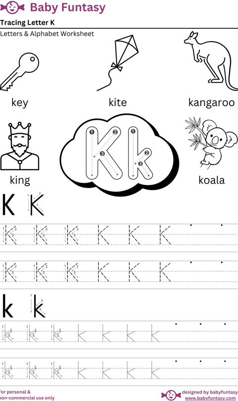 Letter K Tracing Worksheet