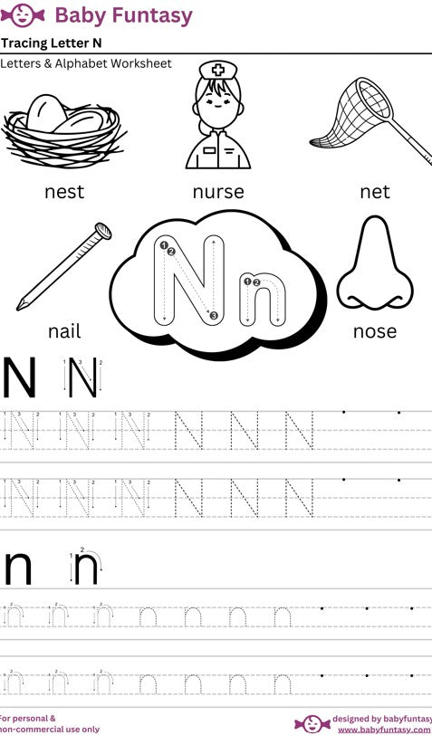 Letter N Tracing Worksheet