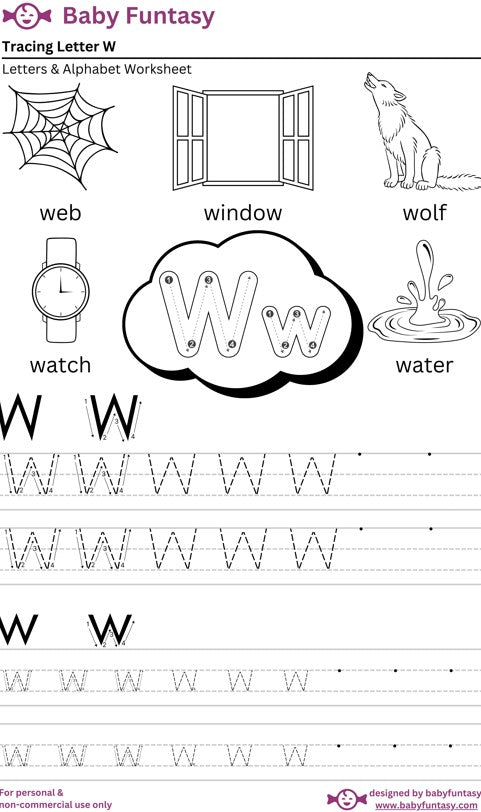 Letter W Tracing Worksheet