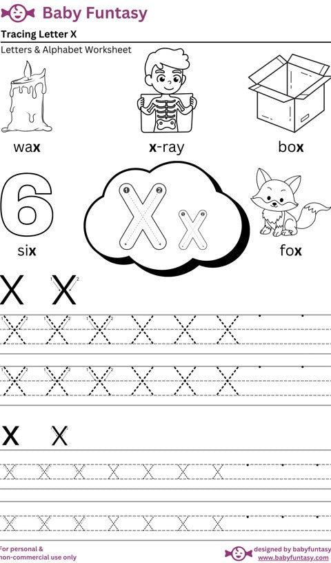 Letter X Tracing Worksheet