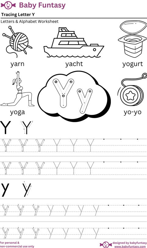 Letter Y Tracing Worksheet